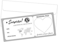 Personalised Gray Scratch-off Boarding Pass Ticket with Envelopes, 2 Set 3.5"x8"Surprise Travel Tick