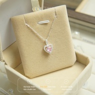 Silver Necklace for Women with GOJI Pink Stone Heart Pendant Code 96