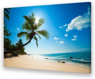 X0669 Large Canvas Wall Art Summer Ocean Waves Prints Coconut Trees Beach Seascape Painting Hawaii S
