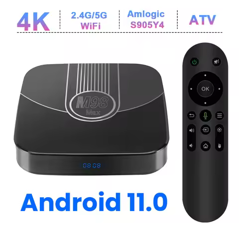 Transpeed ATV Android 11 TV Box Amlogic S905Y4 With Voice Assistant TV Apps BT5.0 Dual 100M WiFi Sup