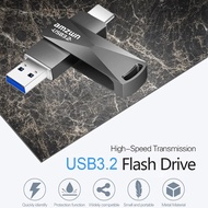 2-In-1 OTG USB 3.2 And USB-C Flash Pen Drive Memory Stick 128GB 256G 512GB Type C Pendrive Free Custom Logo