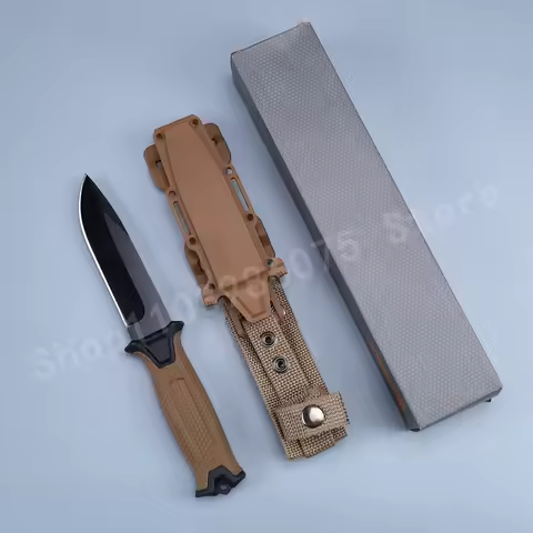G1500 Heavy-duty Stainless Steel Fixed Blade Survival Knife 8Cr13Mov Blade Rubber-Plastic Handle Pra