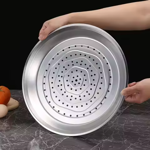 New 32-38cm Wok Steaming Tray Thickened Stainless Steel Steaming Rack Round Wok Steamer Plate Kitche
