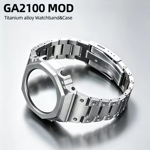 For Casioak GA2100 Mod Upgrade Titanium Alloy Case&Strap Mod Kit Ultra Light Titanium Metal Bezel Fo