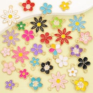 10pcs Spring and Summer Fashion Sakura YES/NO Daisy Five-petal Flower Drip Oil Alloy Charms, Colorfu