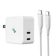 Allite｜65W GaN 氮化鎵雙口 USB-C 快充+ 1.5MUSB-C to USB-C液態矽膠快充線 - 白色