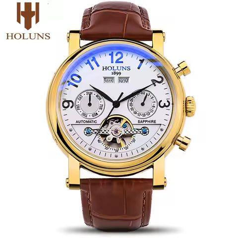 Reloj Holuns Tourbillon men Watches Automatic Watch Men Self-Wind Fashion Mechanical Wristwatch Leat