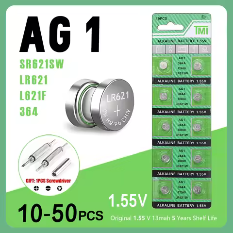10-50PCS 1.55V 13mAh AG1 LR621 364 164 531 SR621 SR621SW SR60 CX60 Button Battery For Watch Toys Rem
