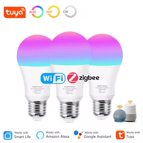 Zigbee Tuya Wifi Smart Bulb E27 15W 18W Zigbee Led Light Bulb Smart Life E27 RGB Led Lamp Works With