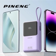 PINENG PN-891/892 Portable Power Bank| 22.5W Fast Charging| Built in Dual-Cable| LED Digital Display