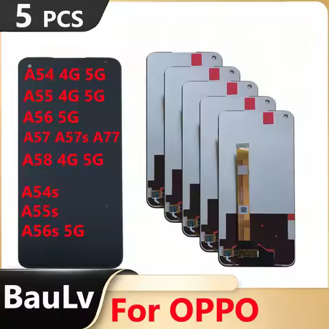 Wholesale 5 Pieces / Lot For OPPO A54 A55 A56 A57 A58 4G 5G Touch Screen A77 Digitizer Assembly LCD 