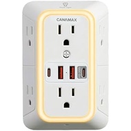 Multi Plug Wall Outlet Extender - 6 Outlet Splitter & 4 USB Ports with 20W PD USB-C Fast Charging, S