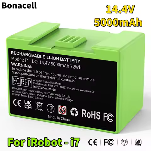 Rechargeable 14.4V 5000mAh Battery for iRobot Roomba i7, i3-i8 J7 E5 Series Vacuum Cleaner Replaceme