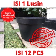 LUSINAN Pot Bunga Murah /Pot Tanaman /Pot Plastik uk 15 CM Hitam (isi