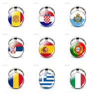 Southern Countries Flag Keychain Spain Italy Portugal Greece Romania Croatia Andorra Flag Keychain F
