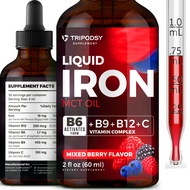 Liquid Iron Supplement for Women and Men - Iron Drops with B6, B9, B12, Vitamin C, Iron Vitamin for