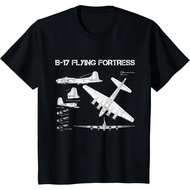 B-17 Flying Fortress WW2 Heavy Bomber Aircraft Blueprint T-Shirt for Kids