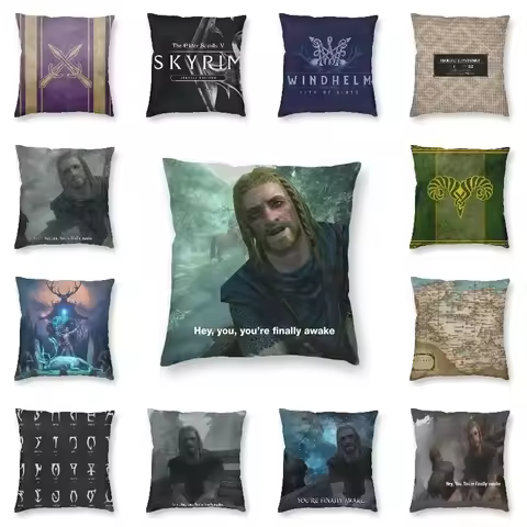 Personalized Hey You You're Finally Awake Cushion Covers Sofa Home Decor Skyrim Meme Square Throw Pi