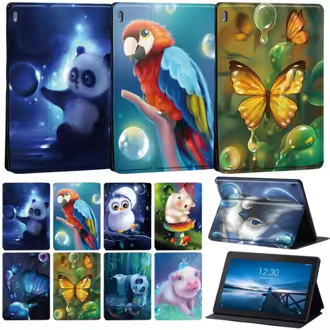 Animal Pattern Tablet Case for Lenovo Tab E10 10.1" Adjustable Folding Stand Cover for Tab M7 M8 M10