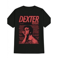 DEXTERMORGAN Men's Casual Graphic T-Shirt - Black with Red Dexter for MORGAN Portrait & Text Print, 