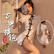 cheongsam dress muslimah 旗袍 Sexy Ancient Style Cheongsam - Plus Size Pajama Set with Stockings