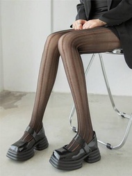 1條黑色減肥絲襪,適用於2024春季,時尚氧氣心鎖提花襪,性感韓國風薄質連褲襪,舒適灰色緊身褲,適合日常穿著,為女性和女孩們帶來時尚的服裝和漂亮的外觀