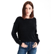 American Eagle เสื้อสเวตเตอร์ผู้หญิง 8146 EYELASH BACK SURPLICE SWEATER สี BLACK - 034-8146-001