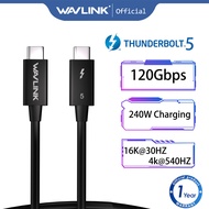 WAVLINK Thunderbolt 5 Certification Cable 120Gbps Fast Data 240W Power Delivery USB-C Cable 8K 16K D