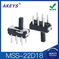 20pcs MSS-22D18 6-Pin 2-Position Small Toggle Handle Height 2/3mm Double Row Vertical Pin Sliding Sw