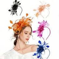 1pc Women's Headpiece Hat, Elegant Tea Party Hat, 2024 Kentucky Derby Style 1950s Fascinator With Fe