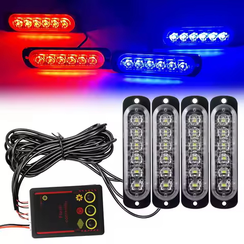4x6 LED Red Blue Car Strobe Warning Light Grill Emergency Light Car Truck Trailer Beacon Lamp Police