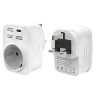 Europe to UK Travel Adapter G Type Plug Adapter with 1 Socket and 2 USB Ports Wall Charging Extender