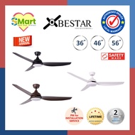 BESTAR STAR 3 3-Blade DC Motor Ceiling Fan with LED Light and Remote Control in 36 / 46 / 56 Inch