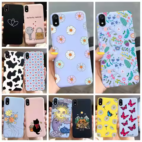 For Xiaomi Redmi Note 7 Case Redmi 7 7A Soft Silicoen Love Heart Flowers Back Cover Phone Case On Re