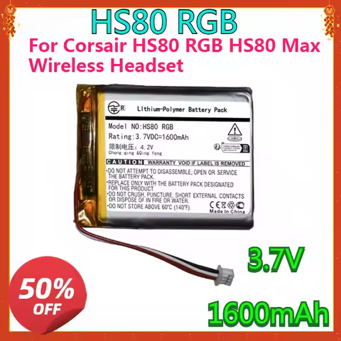 New High quality Replacement Battery For Corsair HS80 RGB HS80 Max Wireless Headset 3.7V 1600mAh Bat