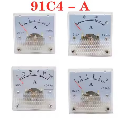 91C4 Ammeter DC Analog 1A 2A 3A 5A 10A 20A 30A 50A 100A 200A 300A 500A Panel Mechanical Pointer Type