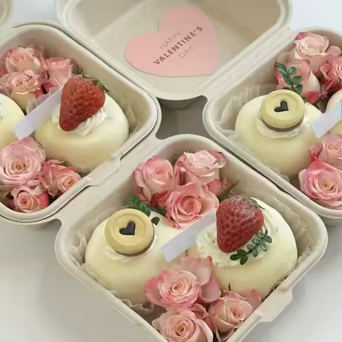 10pcs Disposable packaging box cake packaging box surprise bouquet packaging box bento packaging box