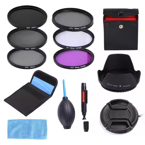49mm 52mm 55mm 58mm 62mm 67mm 72mm 77mm 82mm UV CPL FLD ND2 ND4 ND8 Filter Kit+Lens Hood+Cap For Tam