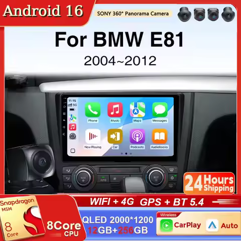 For BMW 1 Series E81 E82 E87 E88 AT MT 2004 2005 - 2012 Android 16 Carplay Auto Car Radio Navigation
