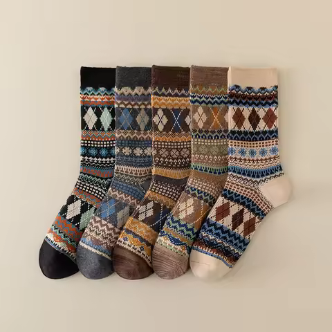 Men's Dress Socks,Cotton Crew Socks,Breathable and sweat-absorbing ，Funky Colorful Pattern Crew Sock