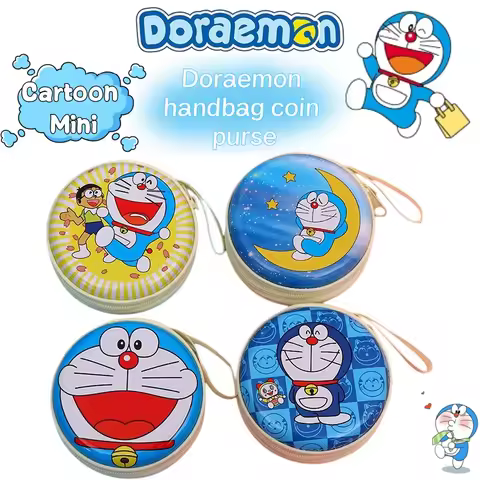 Doraemon Cartoon Mini Handheld Coin Purse Cute Student Coin Purse Box Dingdang Cat Crossbody Coin Ba