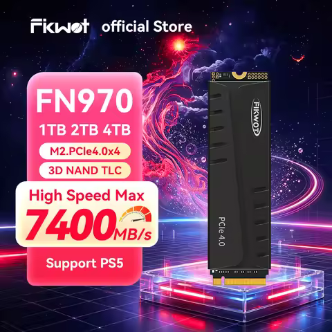 Fikwot FN970 SSD 512GB 1TB 2TB 4TB 7400MB/s PCIe4.0 M.2 NVMe with Dram Cache Heatsink Internal Solid