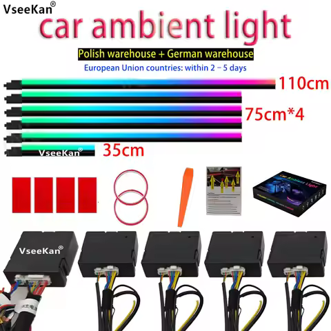 Car Atmosphere Light Double Zone Very Thin Welcome Mode Embedded Hidden Type 18in1 Colorful Mobile A