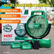 Quạt tích điện Himoki 12inch - Quay 90 độ chỉnh tốc độ gió quạt chạy êm không ồn chân phổ thông