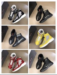 閒置普拉達Prada高幫男鞋 男士高幫休閒運動鞋 百搭小白鞋板鞋 多尺碼36-45