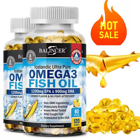 Fish Oil Omega 3 Contains EPA 1200mg & DHA 900mg - for Joints, Eyes, Cognitive Supplement, Non-GMO, 
