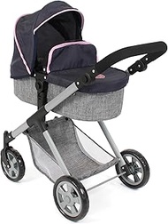 Bayer Chic 2000 2-in-1 Mila Doll's Pram - Melange Grey/Navy - Height Adjustable Handle 39-72 cm - Mo