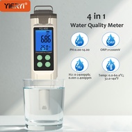 Yieryi เครื่องวัดคุณภาพน้ำ ดิจิตอล 4in1 pH ORP H2 อุณหภูมิ เครื่องวัด pH น้ำดื่ม สระว่ายน้ำ พกพา Hyd