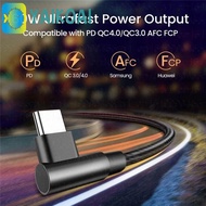 GLENES 90 Degrees Type C Cable, Elbow Nylon Braid PD 60W Quick Charger Cord, Fast Charging Cable 90 