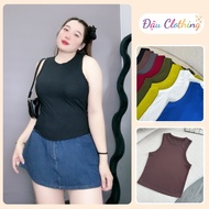 Big size long tank top Sleeveless Round neck with stretchy ribbed fabric for Chubby - G8